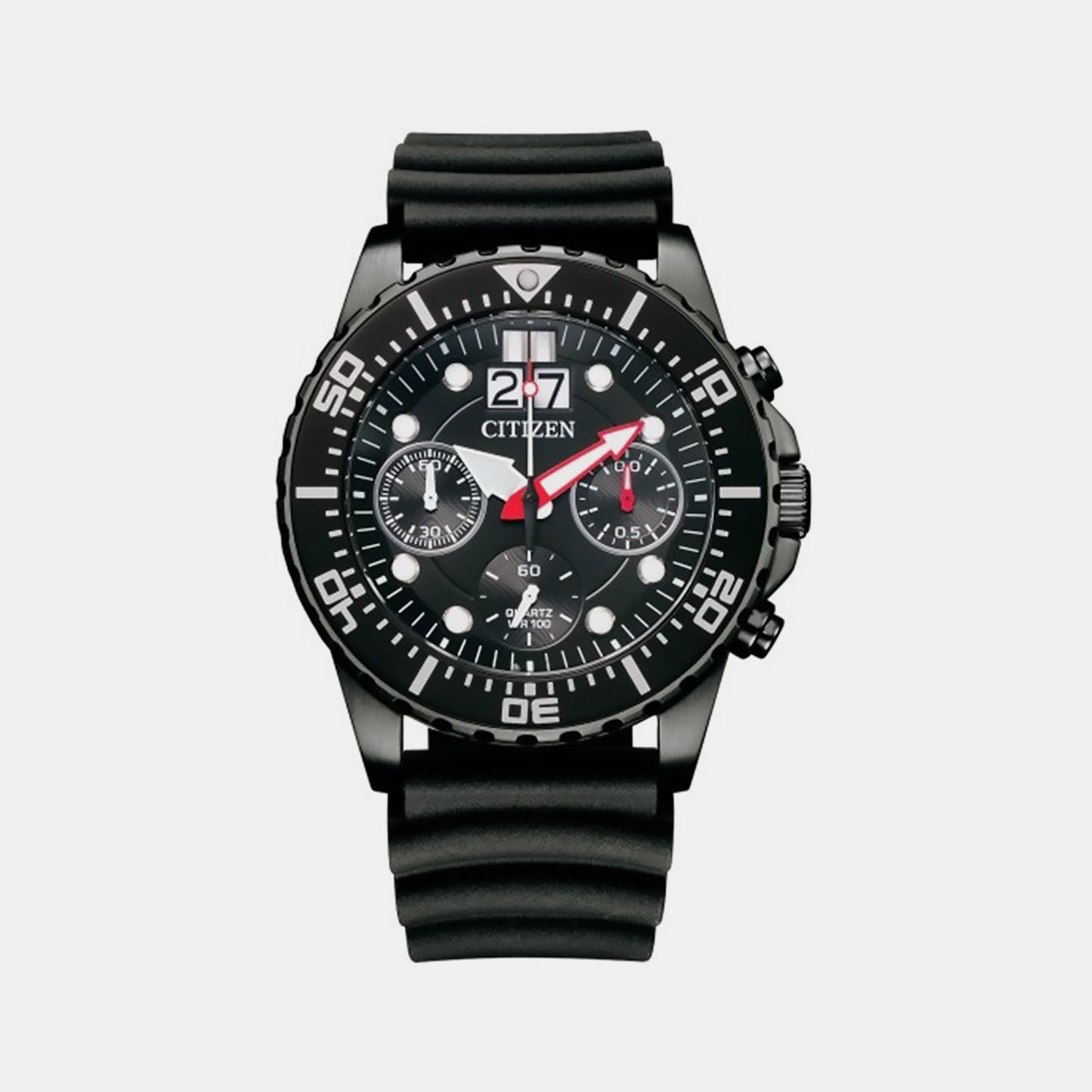 Men Quartz Black Dial Chronograph Silicone Watch AI7005-12E