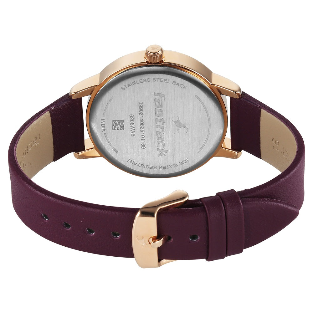 Fastrack Style Up Quartz Analog Maroon Dial Maroon Colour Leather Strap Watch For Girls 6206WL03