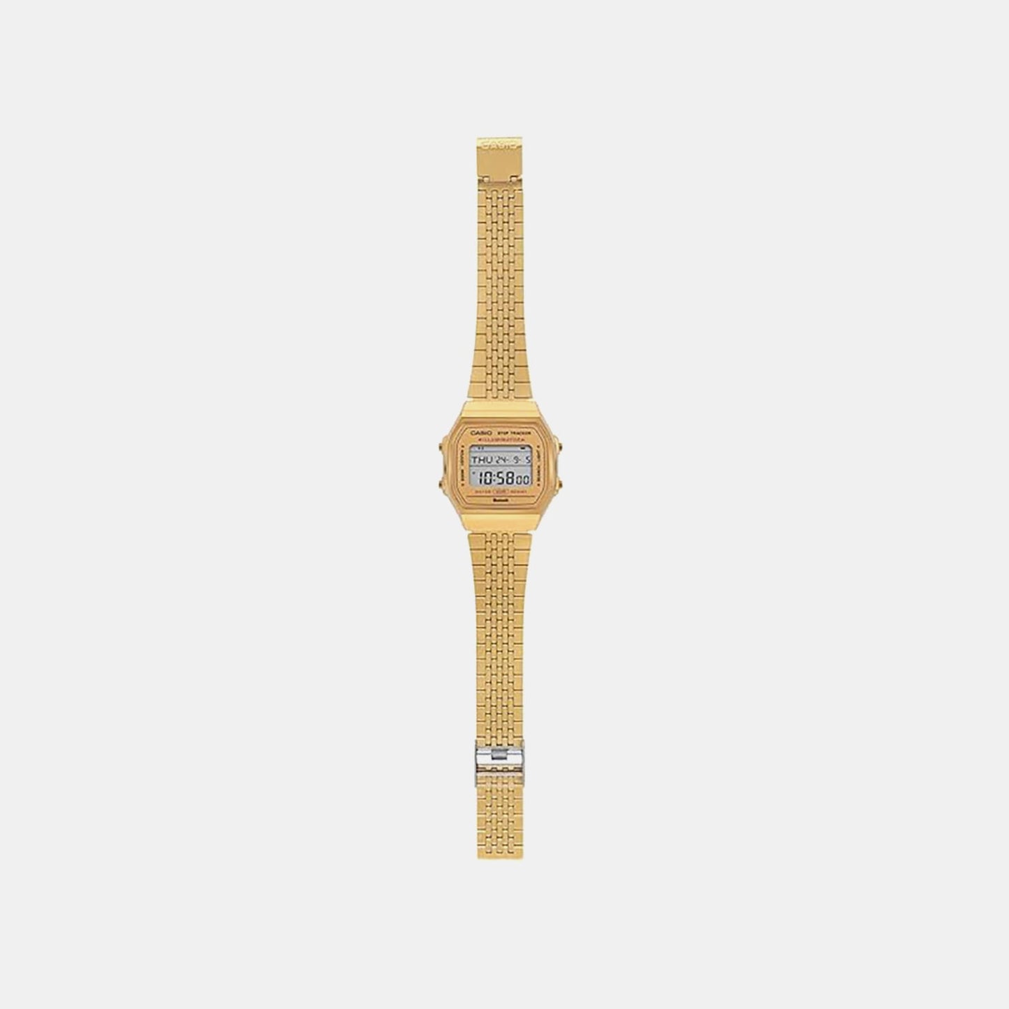Vintage Unisex Quartz Gold Dial Digital Stainless Steel Watch D368