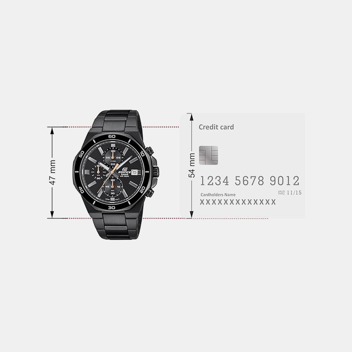 Edifice Men Quartz Black Dial Chronograph Stainless Steel Watch ED638