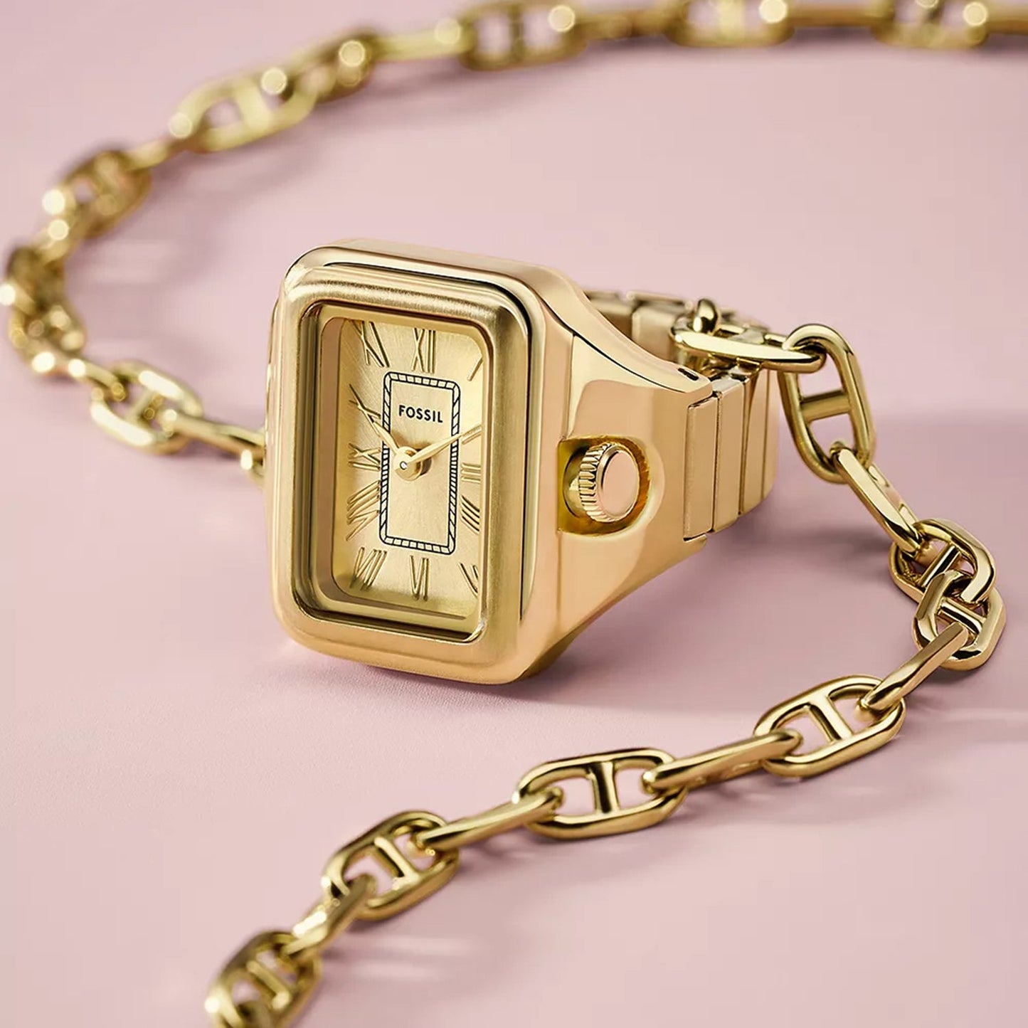 Raquel Watch Ring Women Quartz Gold Dial Analog Stainless Steel Watch ES5343