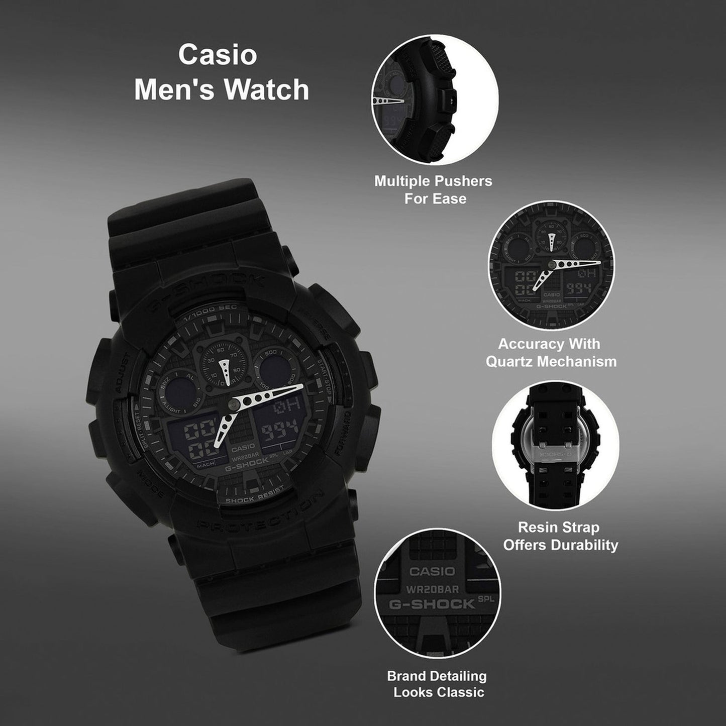 G-Shock Men Quartz Black Dial Analog-Digital Resin Watch G270