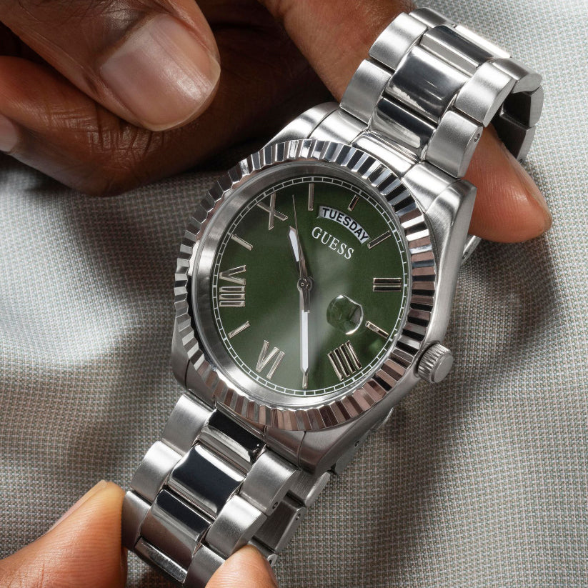 Gd Connoisseur Men Quartz Green Dial Analog Stainless Steel Watch Gw0265G10
