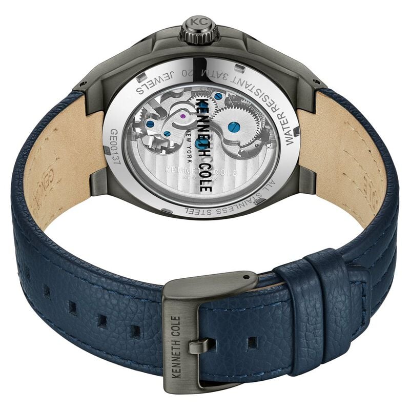 Kenneth Cole Automatic Analog Blue dial Leather Strap Watch for Men NTKCWGX0064402MN