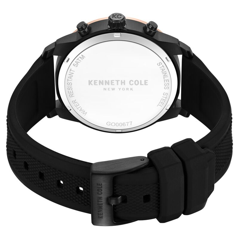 Kenneth Cole Quartz Multifunction Black Dial Black Colour Silicone Strap Watch For Men KCWGO0067702MNW