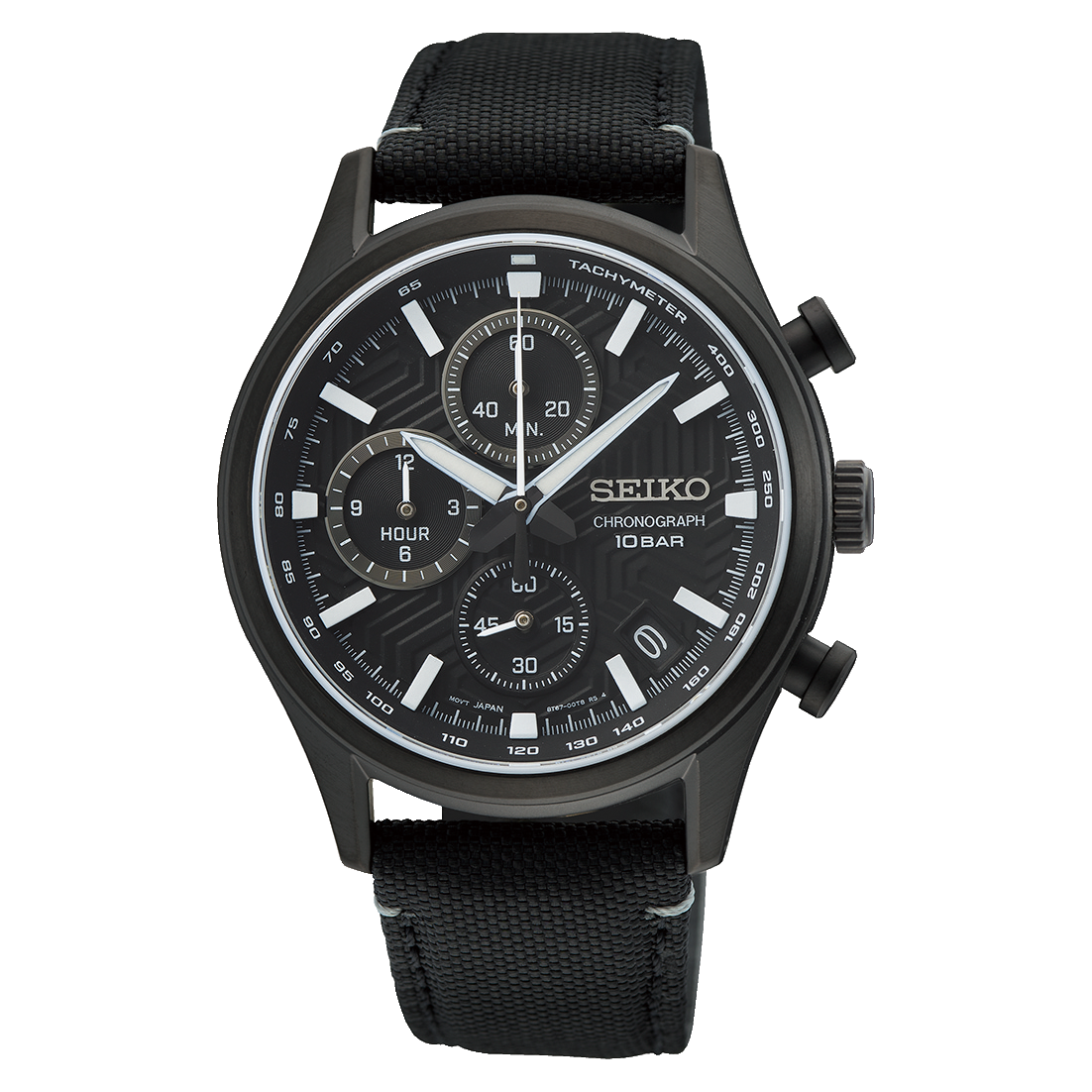 Seiko Chronograph Quartz, Black Dial, Nylon Strap - SSB421P1