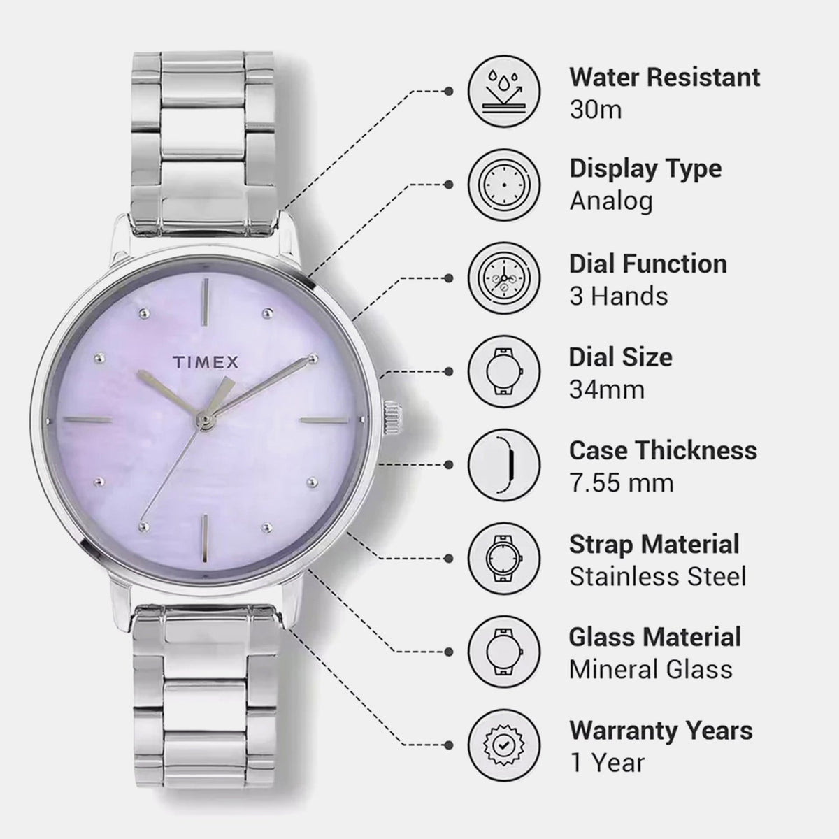 Classics Women Quartz Dial Analog Stainless Steel Watch TWEL15806