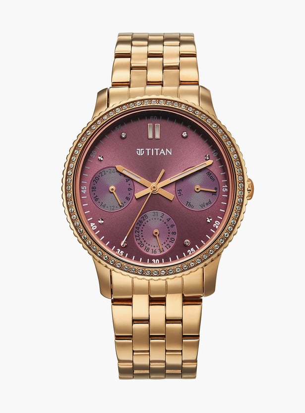 TITAN Purple Sports Fashion Stainless Steel Multifunction Watch - 2765WM01