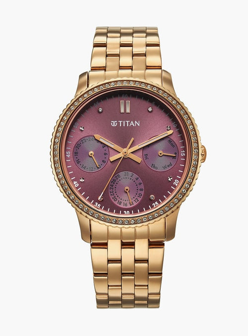 TITAN Purple Sports Fashion Stainless Steel Multifunction Watch - 2765WM01