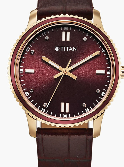TITAN Purple Sports Fashion Leather Strap Analog Watch - 2766KL01