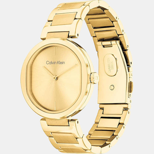 Ck Sensation Women Quartz Champagne Dial Analog Stainless Steel Watch 25200252