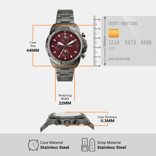 Bronson Men Quartz Grey Dial Chronograph Stainless Steel Watch FS6017