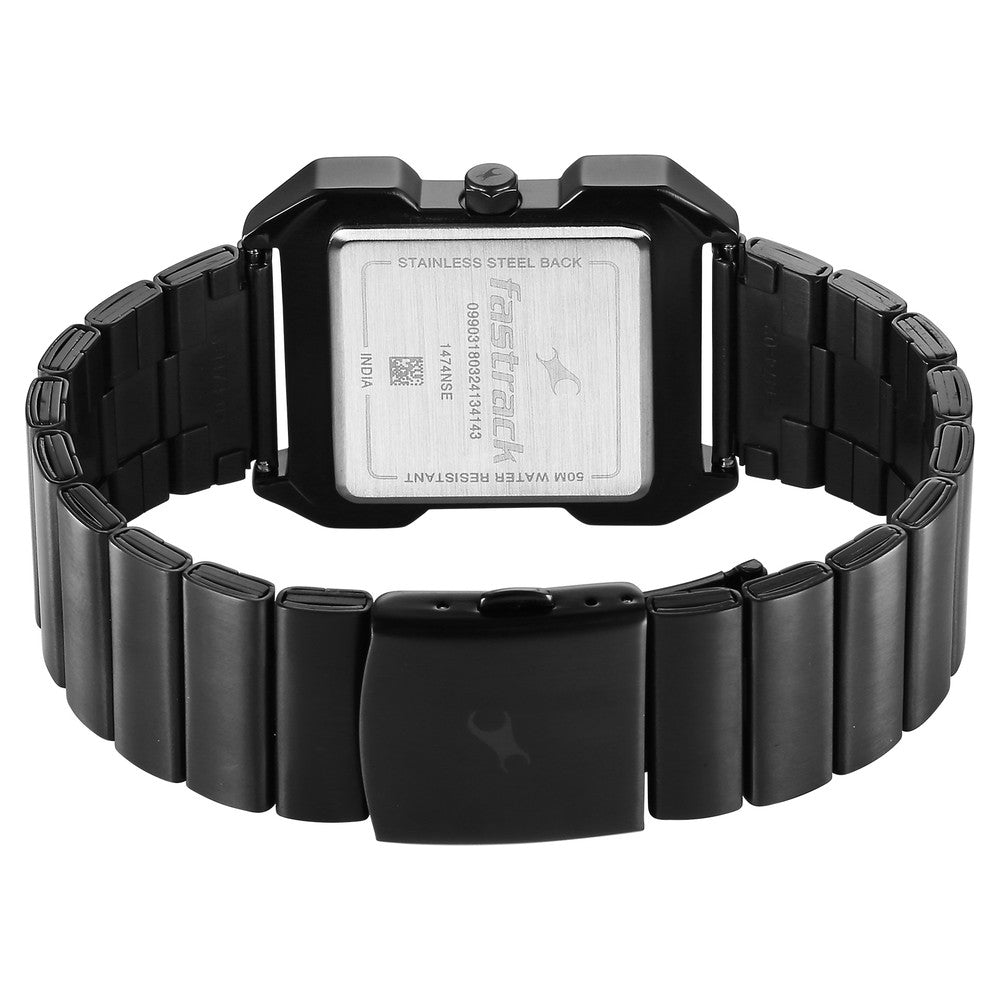 Fastrack Pulse Quartz Analog Black Dial With Black Stainless steel Strap Watch for Guys 1474NM02