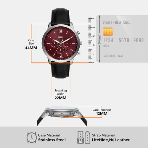 Neutra Men Quartz Red Dial Chronograph Leather Watch FS6016