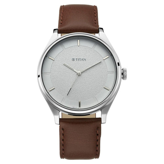 Titan Men's Classic Watch: Gradient Dial & Sleek Markings with Leather Strap - NR1802SL13