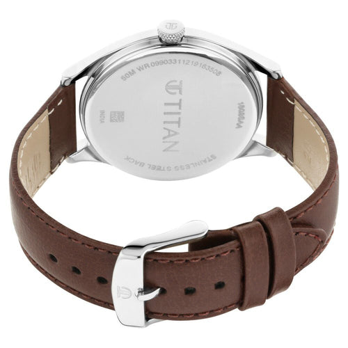 Titan Men's Classic Watch: Gradient Dial & Sleek Markings with Leather Strap - NR1802SL13