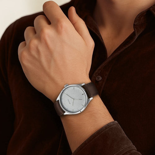 Titan Men's Classic Watch: Gradient Dial & Sleek Markings with Leather Strap - NR1802SL13