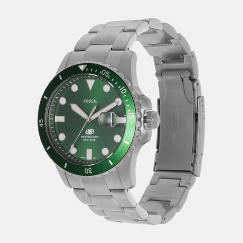 Fossil Blue Dive Men Quartz Green Dial Analog Stainless Steel Watch FS6033