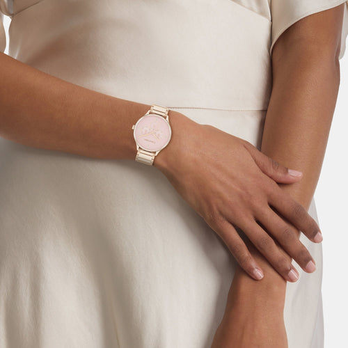 Ck Dress Women Quartz Pink Dial Multi-Function Stainless Steel Watch 25200370