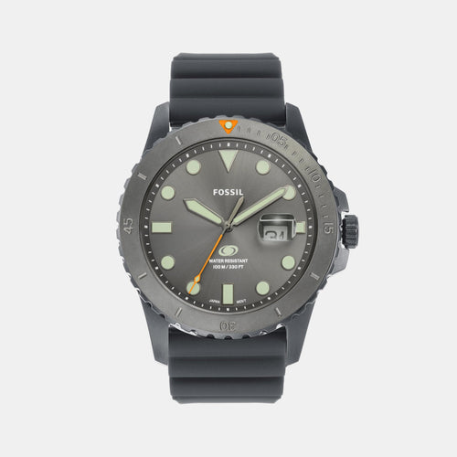 Fossil Blue Dive Men Quartz Grey Dial Analog Silicone Watch FS5994