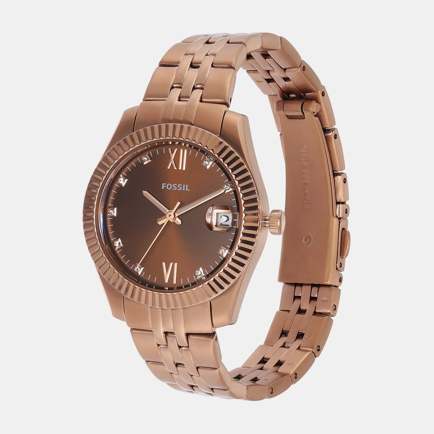Scarlette Women Quartz Brown Dial Analog Stainless Steel Watch ES5324