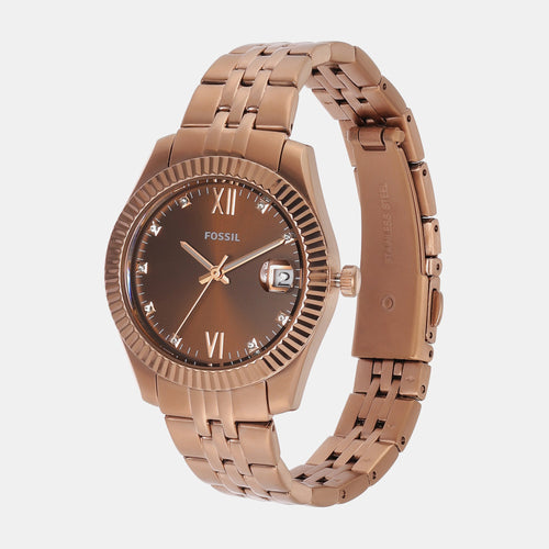Scarlette Women Quartz Brown Dial Analog Stainless Steel Watch ES5324
