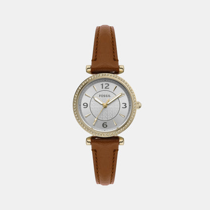 Carlie Women Quartz Silver Dial Analog Leather Watch ES5297