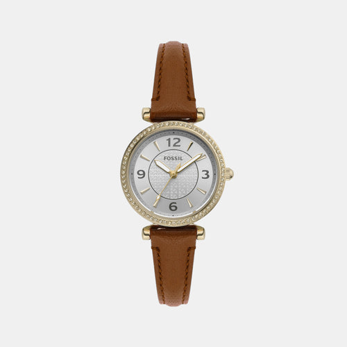 Carlie Women Quartz Silver Dial Analog Leather Watch ES5297