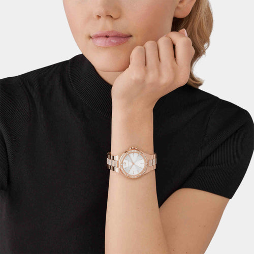 Lennox Women Quartz White Dial Analog Stainless Steel Watch MK7362
