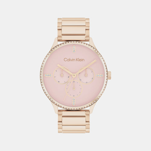 Ck Dress Women Quartz Pink Dial Multi-Function Stainless Steel Watch 25200370