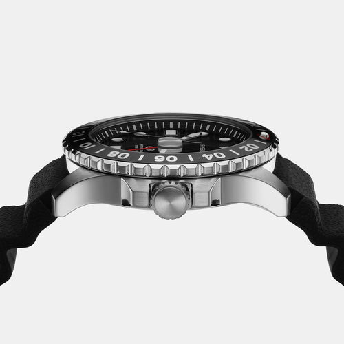 Fossil Blue GMT Men Quartz Black Dial Analog Silicone Watch FS6036