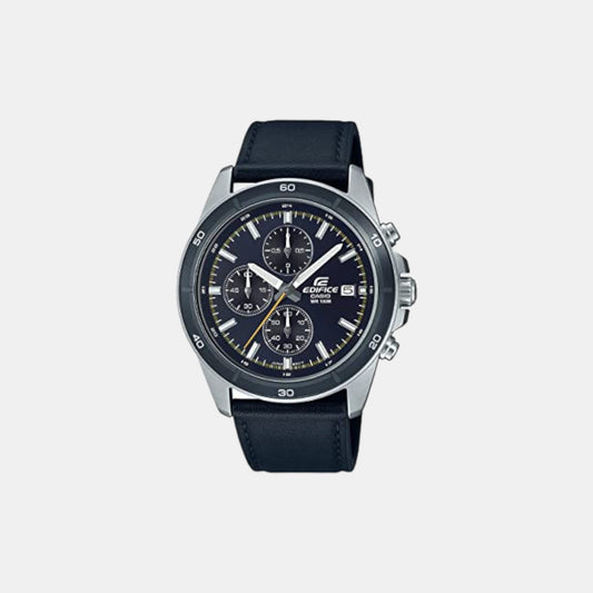 Edifice Men Quartz Blue Dial Chronograph Leather Watch ED570