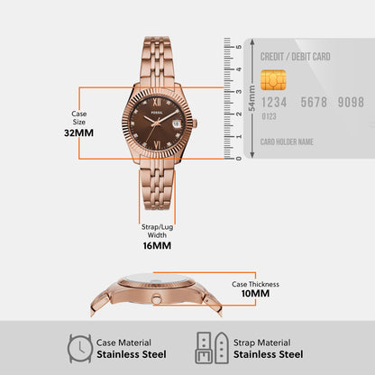 Scarlette Women Quartz Brown Dial Analog Stainless Steel Watch ES5324