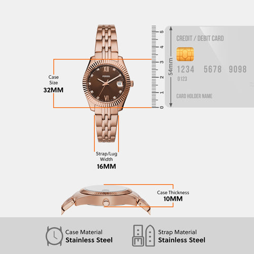 Scarlette Women Quartz Brown Dial Analog Stainless Steel Watch ES5324