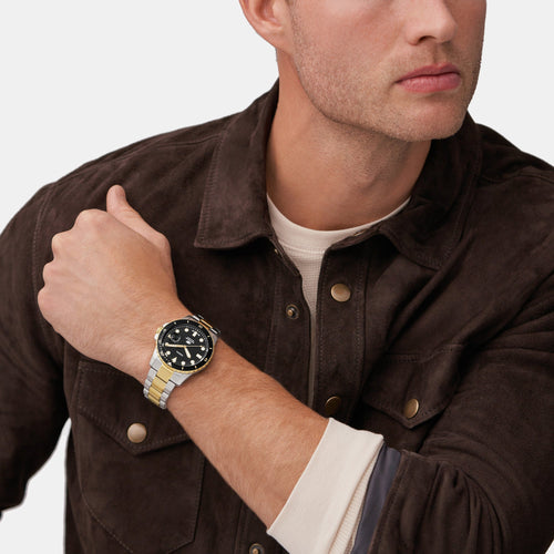Fossil Blue Dive Men Quartz Black Dial Analog Stainless Steel Watch FS6031