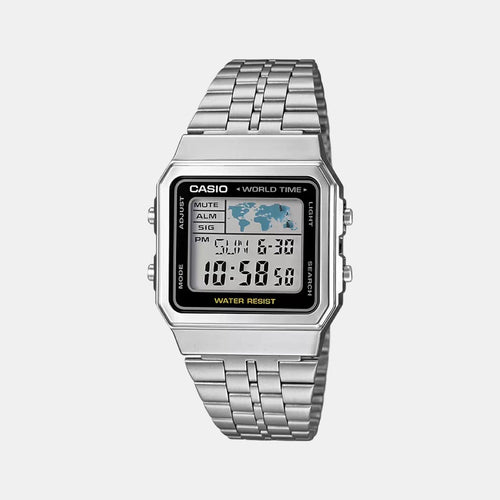 Vintage Unisex Quartz Black Dial Digital Stainless Steel Watch D133