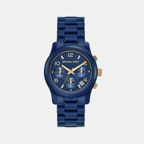 Runway Women Quartz Blue Dial Chronograph Stainless Steel Watch MK7332