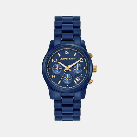 Runway Women Quartz Blue Dial Chronograph Stainless Steel Watch MK7332