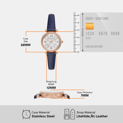 Carlie Women Quartz Silver Dial Analog Leather Watch ES5295
