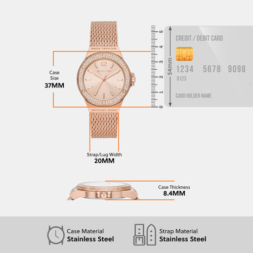 Lennox Women Quartz Pink Dial Analog Mesh Watch MK7336