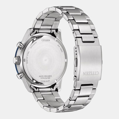 Eco-Drive Men Quartz Blue Dial Chronograph Stainless Steel Watch CA4554-84L