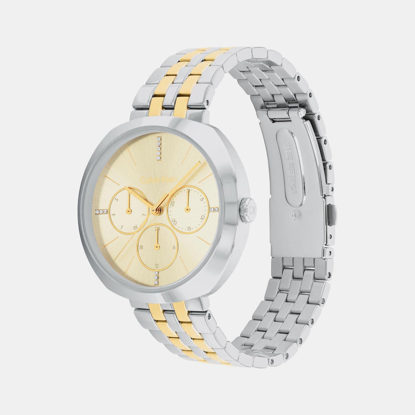 Women Quartz Champagne Dial Analog Stainless Steel Watch 25200418