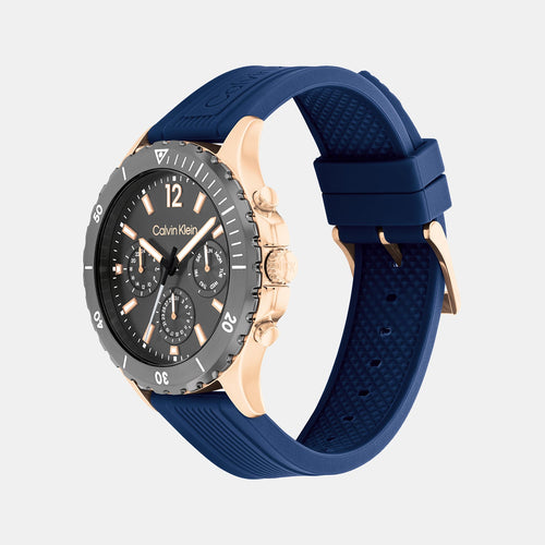 Sport For Him Men Quartz Grey Dial Chronograph Silicone Watch 25200316