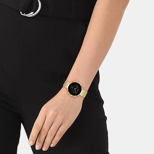 Minimalistic T-Bar Women Quartz Black Dial Chronograph Stainless Steel Watch 25200287