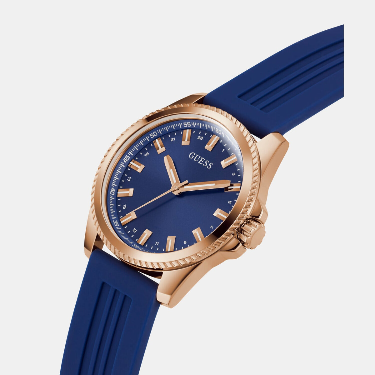 Gs Champ Men Quartz Blue Dial Analog Silicone Watch Gw0639G3