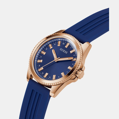 Gs Champ Men Quartz Blue Dial Analog Silicone Watch Gw0639G3