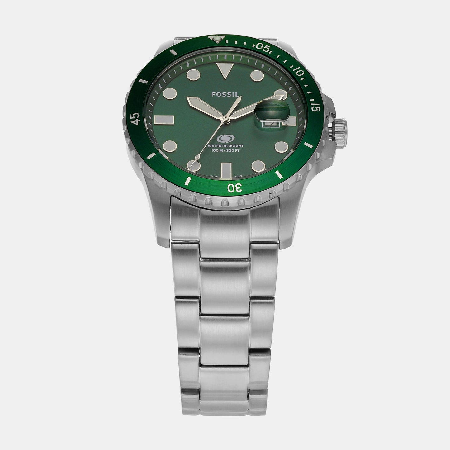 Fossil Blue Dive Men Quartz Green Dial Analog Stainless Steel Watch FS6033