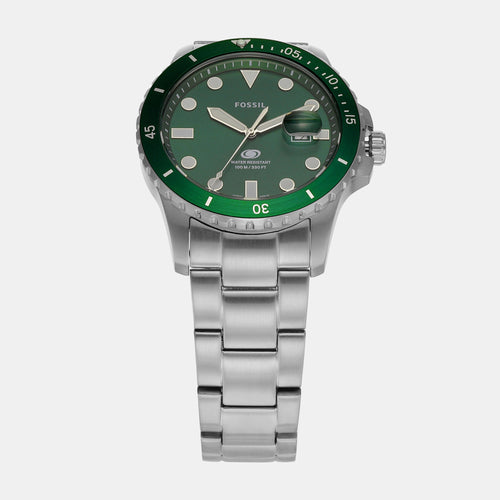 Fossil Blue Dive Men Quartz Green Dial Analog Stainless Steel Watch FS6033