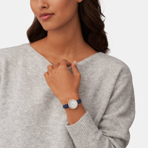 Carlie Women Quartz Silver Dial Analog Leather Watch ES5295
