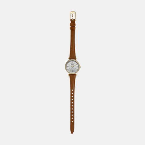 Carlie Women Quartz Silver Dial Analog Leather Watch ES5297